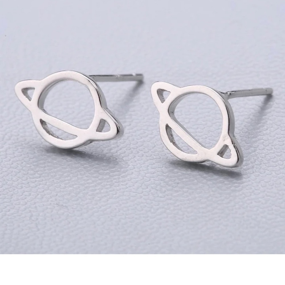 Stunning 925 Sterling Silver Planet Stud Earrings - NWOT - Picture 3 of 4
